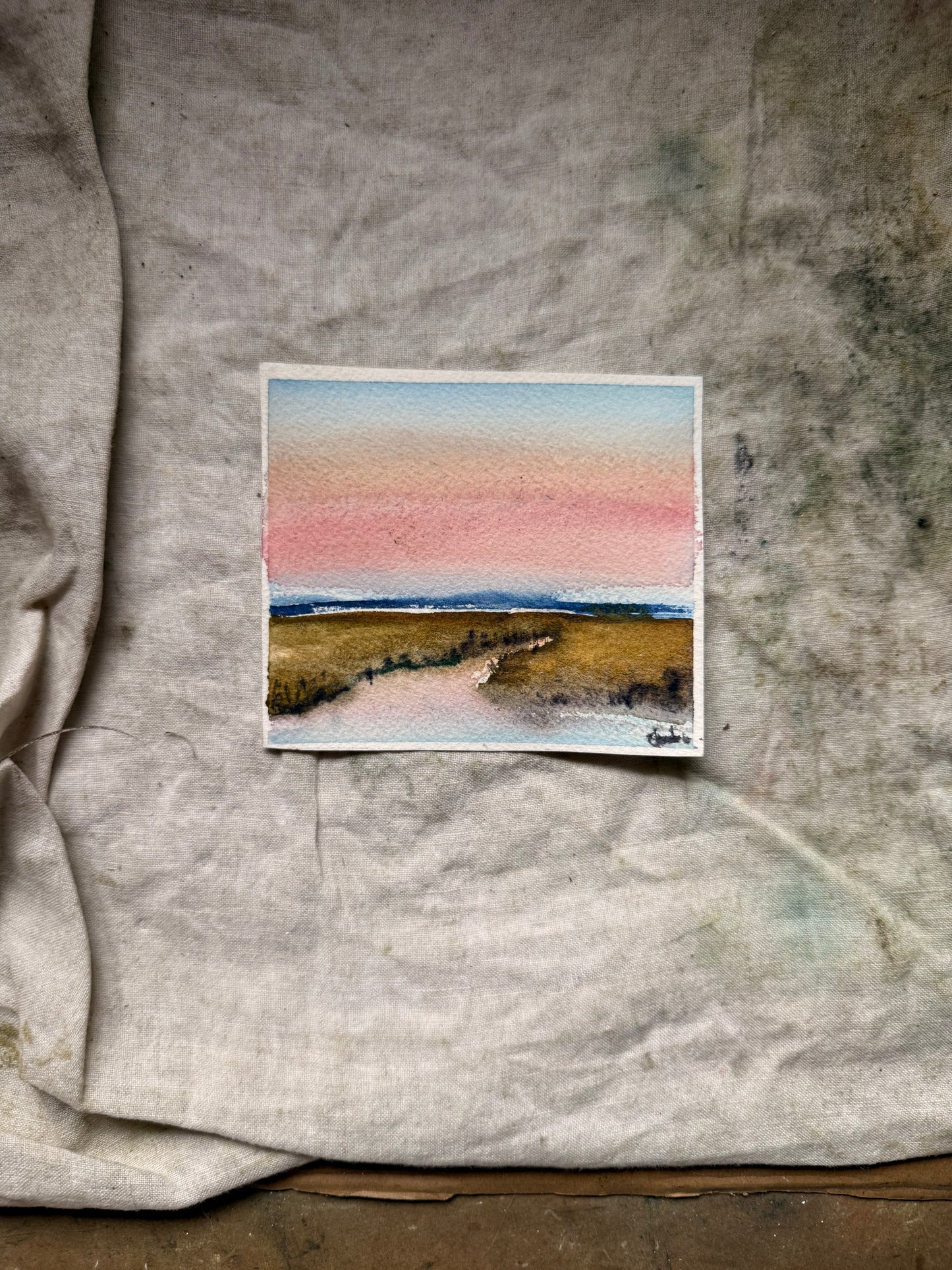 Watercolor Sunset -4x4”
